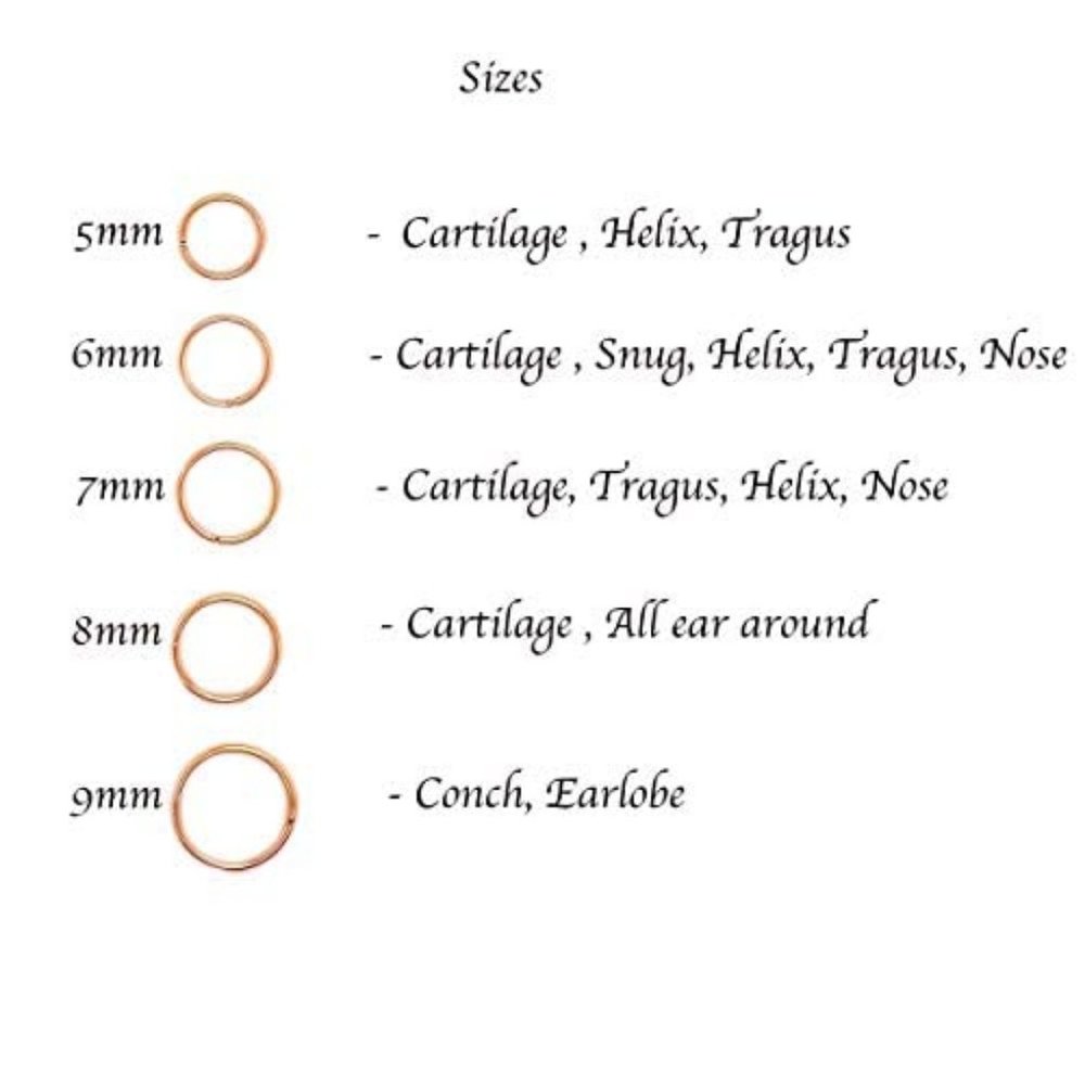 14K Rose Gold Filled Multi Size Open Piercing Hoops Cartilage Helix Tragus - Picture 7 of 7